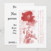 Rote Rose Einladung (Vorne/Hinten)