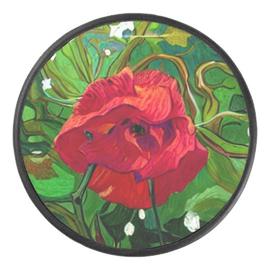 ROTE ROSE  EISHOCKEY PUCK (Vorderseite)