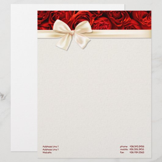 Rote Rose Elegance 2 - Anpassen Briefkopf (Vorne/Hinten)