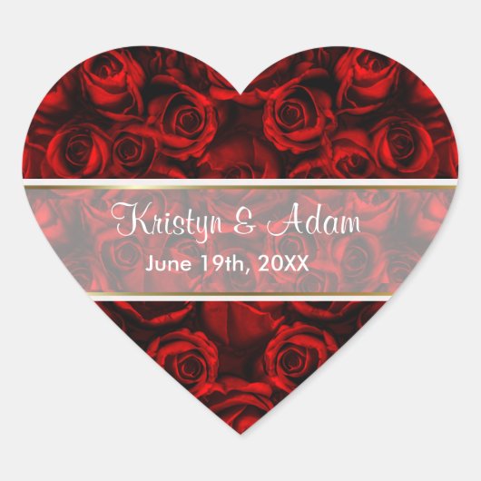 Rote Rose Elegance - Anpassen Herz-Aufkleber (Vorderseite)