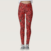 Rote Rose Elegance Leggings (Vorderseite)