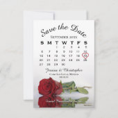 Rote Rose Eleganter Hochzeitskalender Save The Date (Vorderseite)