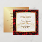 Rote Rose Eleganz - Dusche Save The Date (Vorne/Hinten)