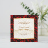 Rote Rose Eleganz - Dusche Save The Date (Stehend Vorderseite)