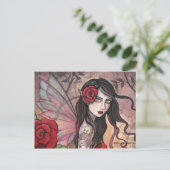 Rote Rose Fairy Postcard Postkarte (Stehend Vorderseite)