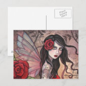 Rote Rose Fairy Postcard Postkarte (Vorne/Hinten)