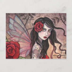 Rote Rose Fairy Postcard Postkarte