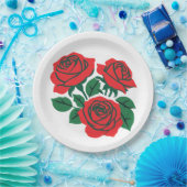 Rote Rose feierliche Hochzeit Pappteller (Party)