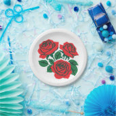 Rote Rose feierliche Hochzeit Pappteller (Party)