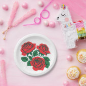 Rote Rose feierliche Hochzeit Pappteller (Party)