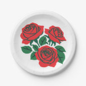 Rote Rose feierliche Hochzeit Pappteller (Vorderseite)
