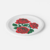 Rote Rose feierliche Hochzeit Pappteller (Schrägansicht)