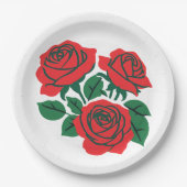 Rote Rose feierliche Hochzeit Pappteller (Vorderseite)