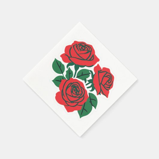 Rote Rose feierliche Hochzeit Serviette (Ecke)