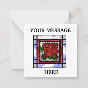 Rote Rose Festes Glas Art Deco Personalisiert Mitteilungskarte