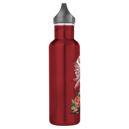 Rote Rose Feuer-Rose Trinkflasche (Links)
