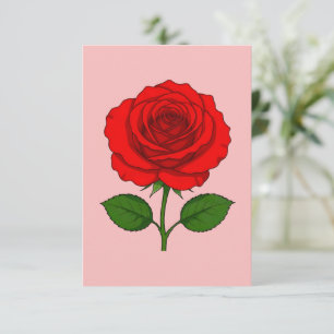 Rote Rose Flach Grußkarte Karte
