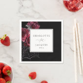 Rote Rose & Fledermäuse Hochzeit- Schwarz Serviette (Beispiel)