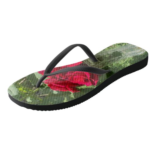 Rote Rose-Flip-Flops Badesandalen (Schrägansicht)
