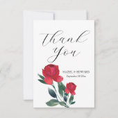 Rote Rose Flora Hochzeit Dankeskarte (Vorderseite)