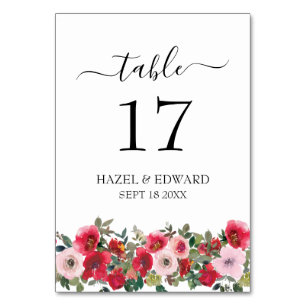 Rote Rose Flora Hochzeit Tischnummer