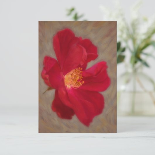 Rote Rose Floral Art Flachbildschirm Dankeskarte (Stehend Vorderseite)