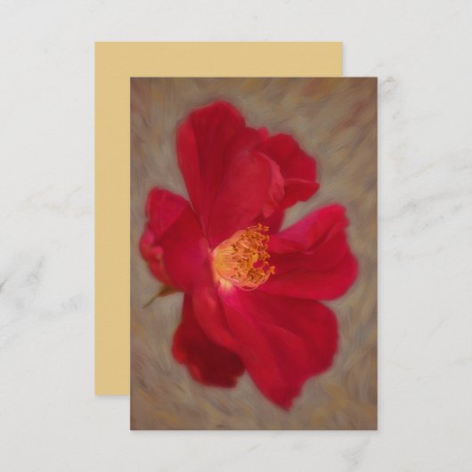 Rote Rose Floral Art Flachbildschirm Dankeskarte (Vorne/Hinten)