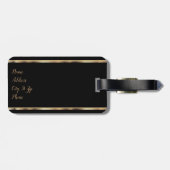 Rote Rose Floral auf Black Gepäckanhänger (Rückseite horizontal)