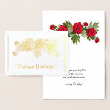 Rote Rose Floral Birthday Gold