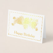 Rote Rose Floral Birthday Gold Folienkarte (Vorderseite)