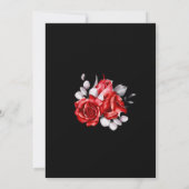 Rote Rose Floral Black Wedding Empfang Einladung (Rückseite)