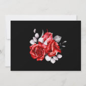 Rote Rose Floral Black Wedding Save The Date (Rückseite)