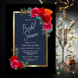 Rote Rose Floral Brautparty Einladung