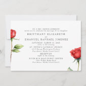 Rote Rose Floral Bride Partys 2 Veranstaltungsort Einladung (Vorderseite)
