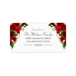 Rote Rose Floral Charro Quinceanera Adresse Adressaufkleber
