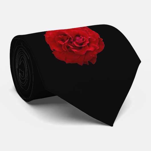 Rote Rose Floral Classic Black Krawatte (Gerollt)