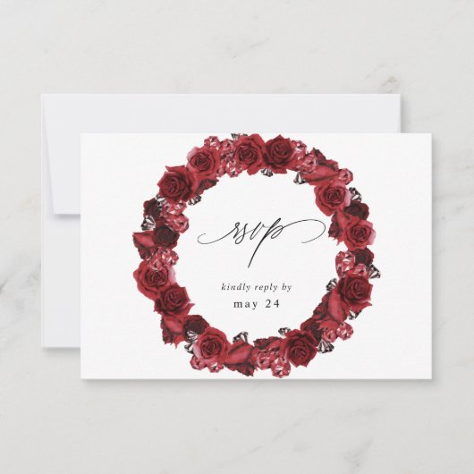 Rote Rose Floral & Crystal UAWG RSVP Karte (Vorderseite)