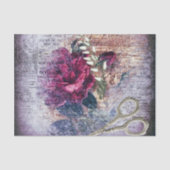 Rote Rose Floral Ephemera Decoupage Seidenpapier (Vorderseite)
