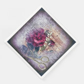 Rote Rose Floral Ephemera Decoupage Serviette (Ecke)