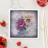 Rote Rose Floral Ephemera Decoupage Serviette (Beispiel)