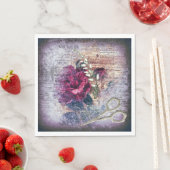 Rote Rose Floral Ephemera Decoupage Serviette (Beispiel)