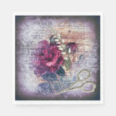 Rote Rose Floral Ephemera Decoupage Serviette (Vorderseite)