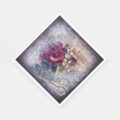 Rote Rose Floral Ephemera Decoupage Serviette (Ecke)