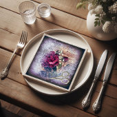 Rote Rose Floral Ephemera Decoupage Serviette
