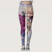Rote Rose Floral Ephemera Leggings (Vorderseite)
