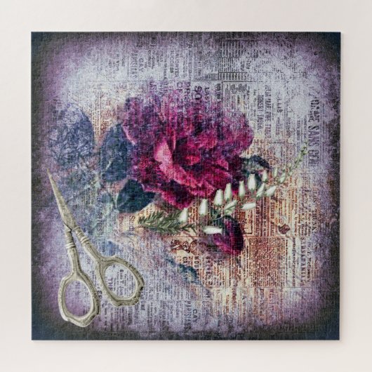 Rote Rose Floral Ephemera Puzzle (Horizontal)