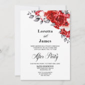 Rote Rose Floral Hochzeitsempfang Einladung (Vorderseite)