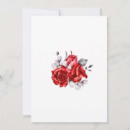 Rote Rose Floral Hochzeitsempfang Einladung (Rückseite)