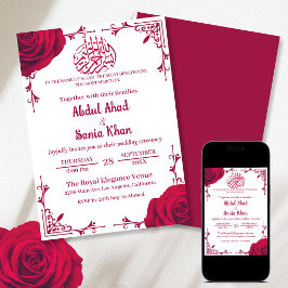 Rote Rose Floral Islamische Hochzeit Einladung