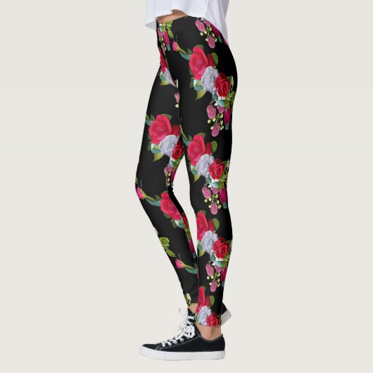 Rote Rose floral Leggings (Links)